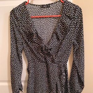 Black and white ruffle polka dot dress